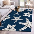 thumbnail image 1 of Starfish Washable Area Rug 4 x 6 ft Summer Beach Nautical Ocean Sea Star Marine Life Navy Blue, Soft Non Slip Rugs Stain Repellent Indoor Felt Carpet for Living Dining Room Bedroom Home Office, 1 of 9