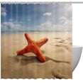 thumbnail image 1 of Starfish Waterproof Printed Shower Curtain Set with Hooks - Bathroom Decoration, 1 of 6