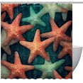 thumbnail image 1 of Starfish Waterproof Printed Shower Curtain Set with Hooks for Bathroom Decoration - Bathroom Curtains Included, 1 of 5