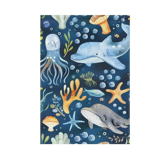 Starfish Whale Coral Octopus Garden Flag 12"x18" Double-Sided Yard Flags for Outside Outdoor All Seasonal Decoration