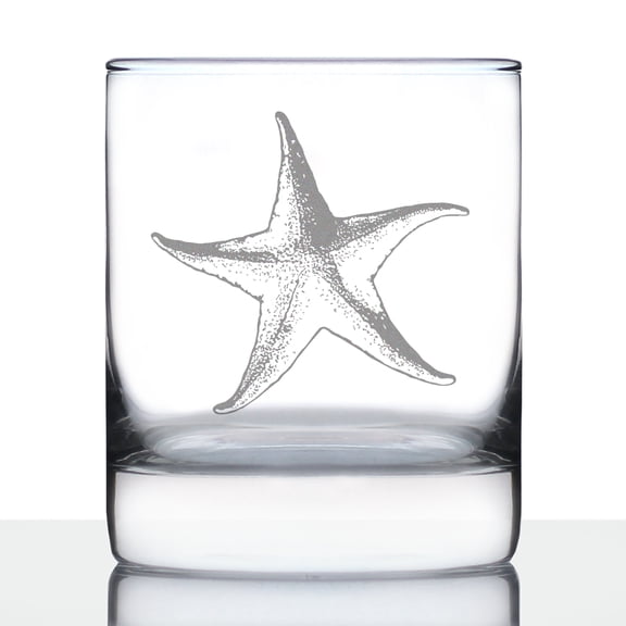 Bevvee Whiskey Rocks Glass 10.25 oz Starfish Beach Enthusiast Gifts Glassware & Drinkware