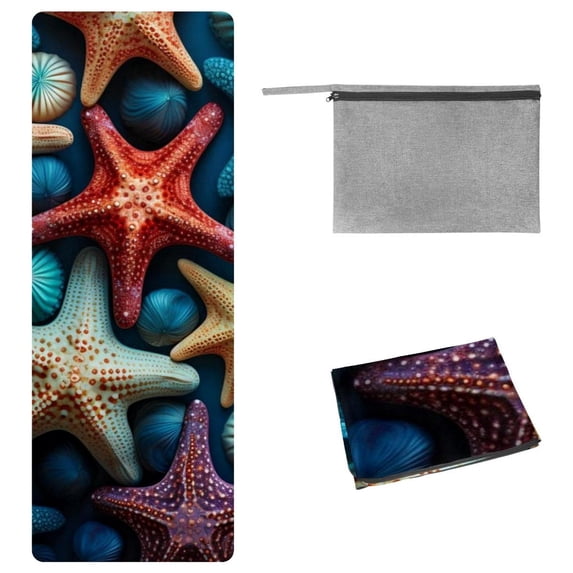 Starfish Yoga Mat Towel with Storage Bag, 72.8"x26.8" - Suitable for Yoga, Pilates, Fitness, etc.