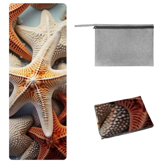 Starfish Yoga Towel with Storage Bag, 72.8"x26.8", Suitable for Yoga, Pilates, Fitness, etc.