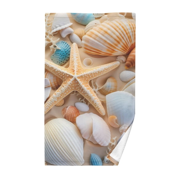Starfish and Seashells Cotton Face Towels Soft Hand Towel Absorbent Bathroom Towel for Kitchen Hotel Decoration