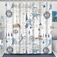 thumbnail image 1 of Pbobriich Nautical Ocean Shower Curtain Seashells Starfish Coastal Seashell Fabric Bathroom Curtain,72x72 in, 1 of 8