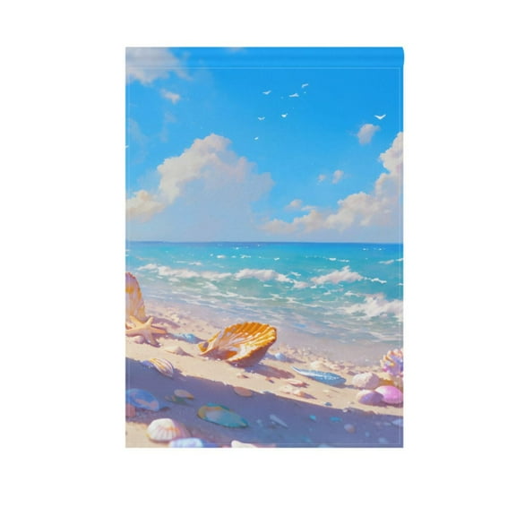 Starfish and Shells Beach Garden Flag House Banner 12" x 18" Double Sided Outdoor Yard Decoration