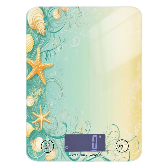 Starfish and Shells Food Scale Digital Kitchen Scale Waterproof Grams Ounces lbs for For Baking and Cooking