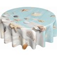 thumbnail image 1 of Starfish on Blue Wooden Board Tablecloth Summer Sea Round Table Cover Washable Table Cloth for Home Kitchen Party Picnic 60 Inch, 1 of 5