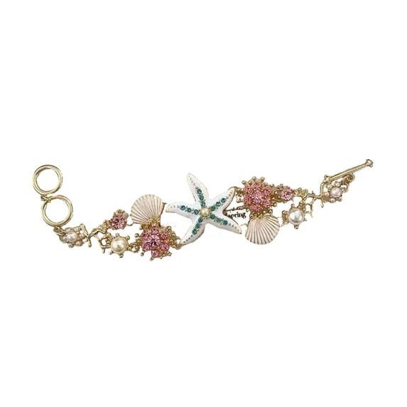 Starfishes Fashion Jewelry Sea Theme Pearls Jewelry Shell Pendant Necklace Alloy Texture for Women