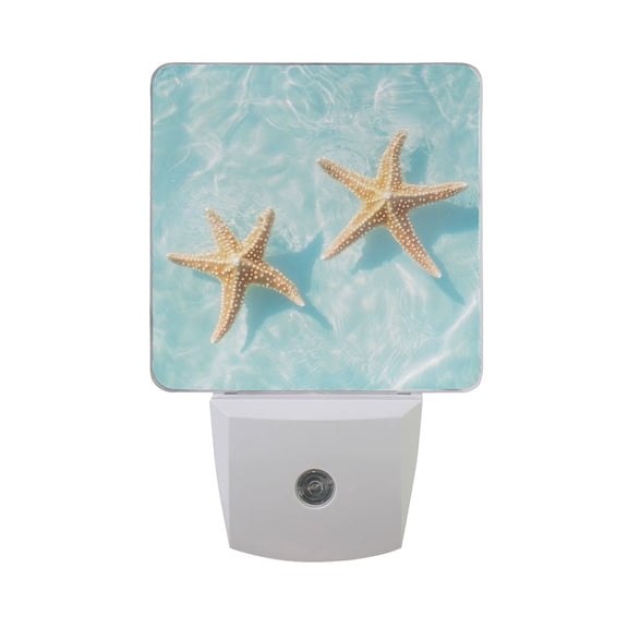 Starfishes in Water LED Night Light with Smart Sensor Plug Into Wall Dusk to Dawn 2 packs