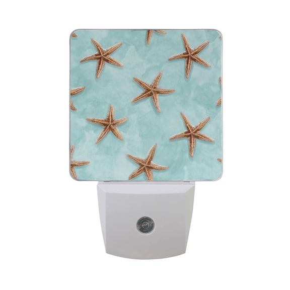 Starfishes on Water LED Night Light Sensor Lamp Plug-in Adjustable Brightness 2 Pack