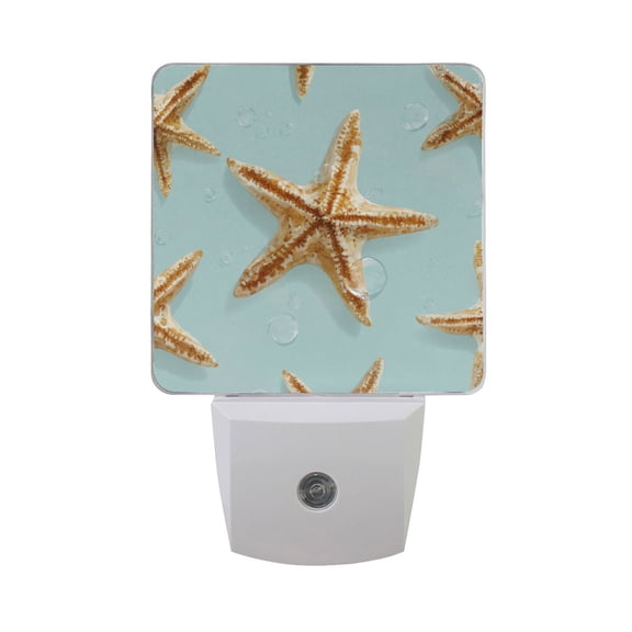 Starfishes on Water with Bubbles LED Night Light Sensor Lamp Plug-in Adjustable Brightness 2 Pack