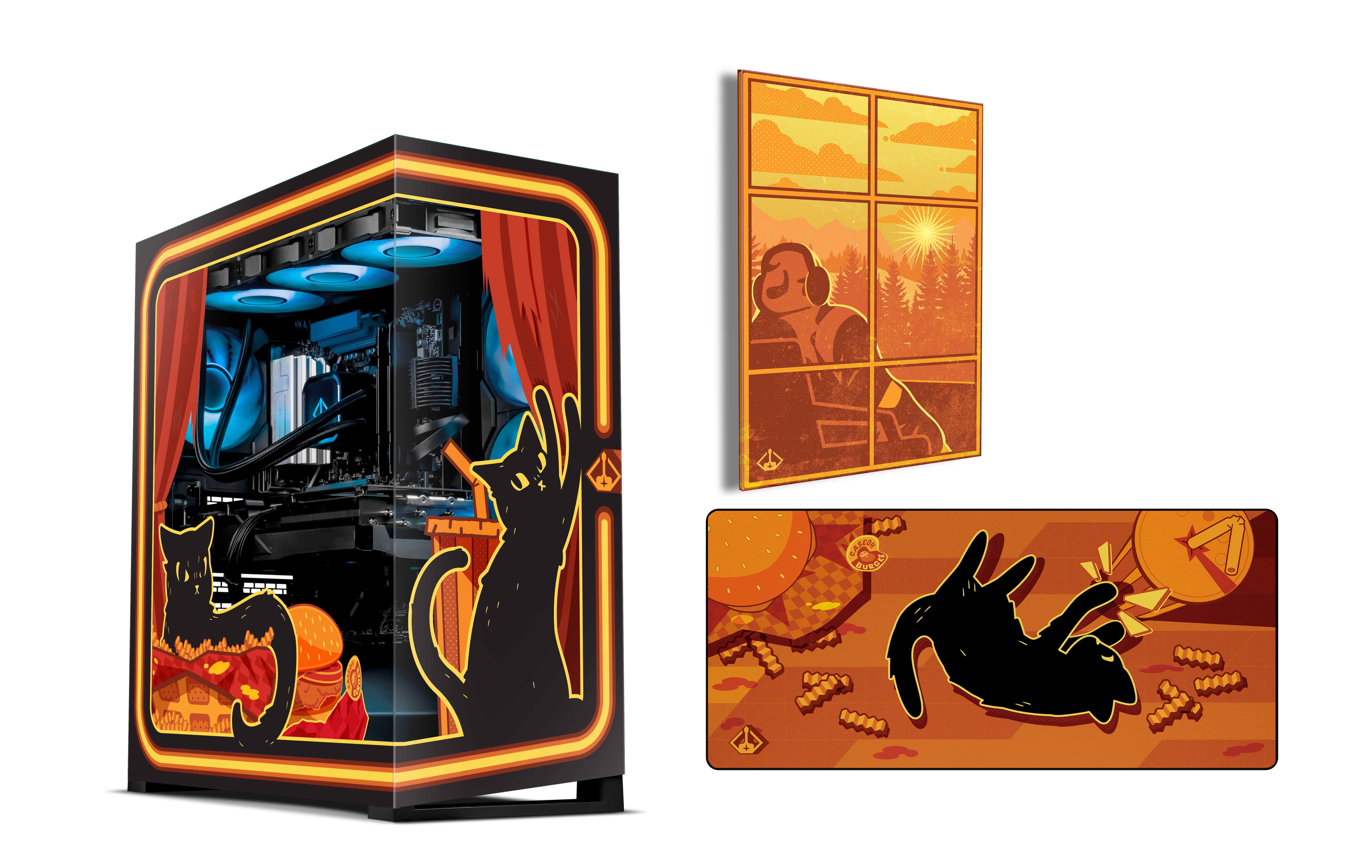 Starforge Systems Wanderer Elite Kitty Print KP02 Gaming Desktop PC, AMD R7-9800X3D, Nvidia RTX 5070, 2TB Gen 4 NVMe, 32GB DDR5 RAM 6000, Win 11 Home