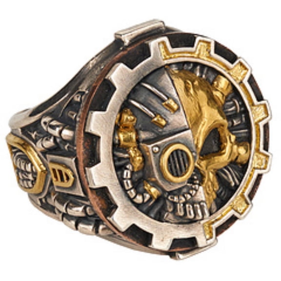 Starforged Adeptus Mechanicus Seal of Machine God Gold Ring Punk Style Ring of Warhammer 40K