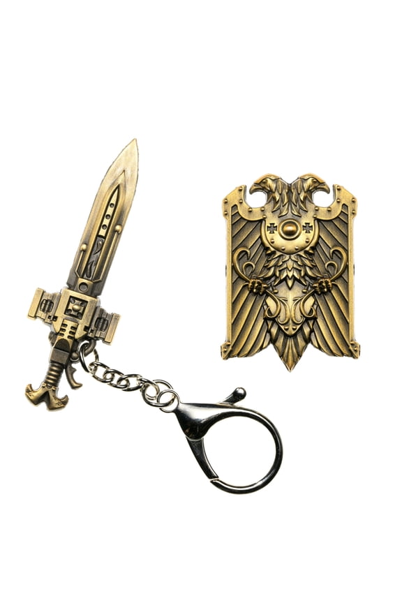 Custodes Sword & Shield Emperor of Mankind Adeptus Custode Keychain Brooch
