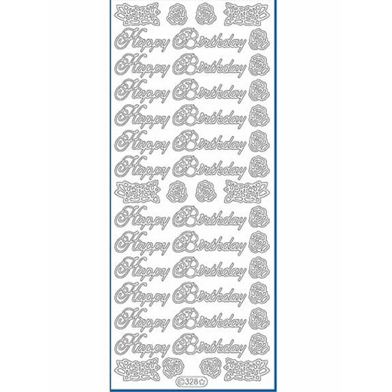 Starform Deco Stickers - Happy Birthday/Rose - Black