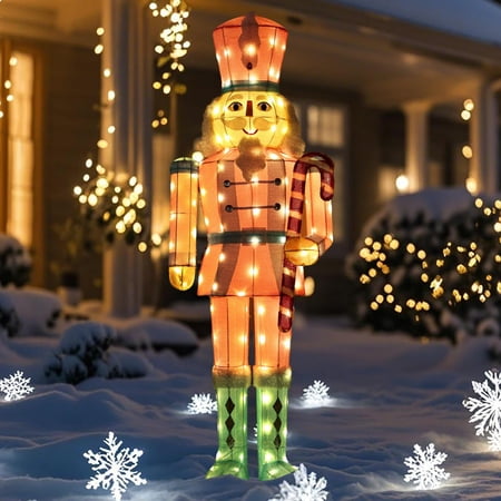 Starfree 61-inch Lighted Large Outdoor Nutcracker Christmas Decorations Indoor Christmas Yard Decoration Outdoor Lawn Decoration with LEDs for Holiday