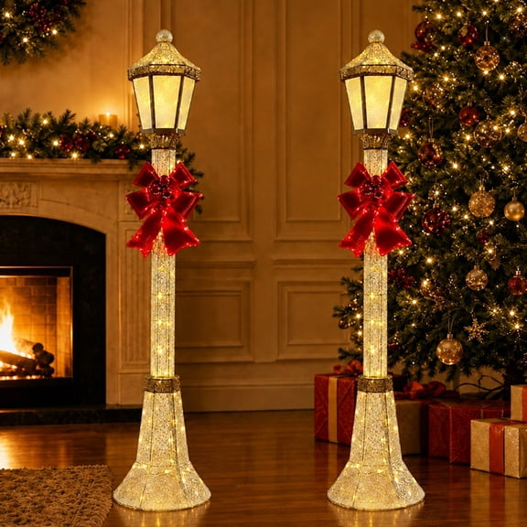 Starfree 60-inch Outdoor Christmas Yard Decoration Outdoor Lighted Lamppost Christmas Street Lamp Holiday Decoration LED Lamp Post for Lawn (2-Pack)