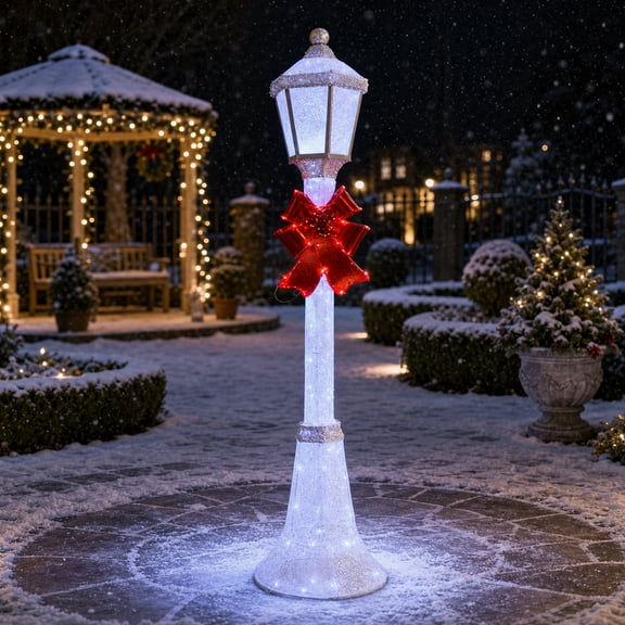 Starfree 60-inch Outdoor Christmas Yard Decoration Outdoor Lighted Lamppost Christmas Street Lamp Holiday Decoration LED Lamp Post for Lawn