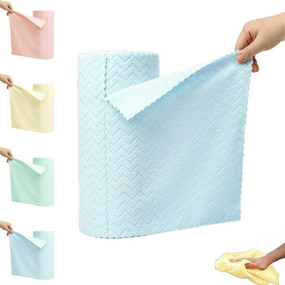 Starfreshi 30-Pack Microfiber Cleaning Cloths Roll, Microfiber Towel Roll, Reusable Paper Towels Tear Away Cloth for Cars, Wash Cloths, Kitchen Cleaning (Blue)
