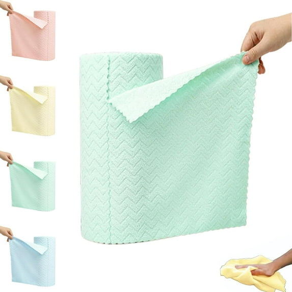 Starfreshi 30-Pack Microfiber Cleaning Cloths Roll, Microfiber Towel Roll, Reusable Paper Towels Tear Away Cloth for Cars, Wash Cloths, Kitchen Cleaning (Green)
