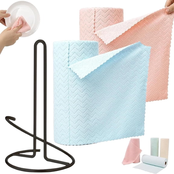 Starfreshi Microfiber Cleaning Cloths Roll, 2026 Upgraded Microfiber Cleaning Cloth 40 Pack, Reusable Paper Towels Tear Away Cloth, Ultra-Absorbent & Fast-Drying for Cars, Kitchen (Blue+Pink)