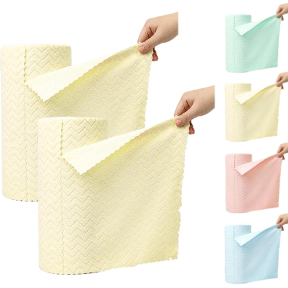 Starfreshi Microfiber Cloths- 1/3-Pack Microfiber Roll Tear-Away Reusable Kitchen Cleaning Cloth,Ultra-Absorbent & Lint-Free for Car, Glass & Multi-Surface Cleaning (Yellow,2PCS)