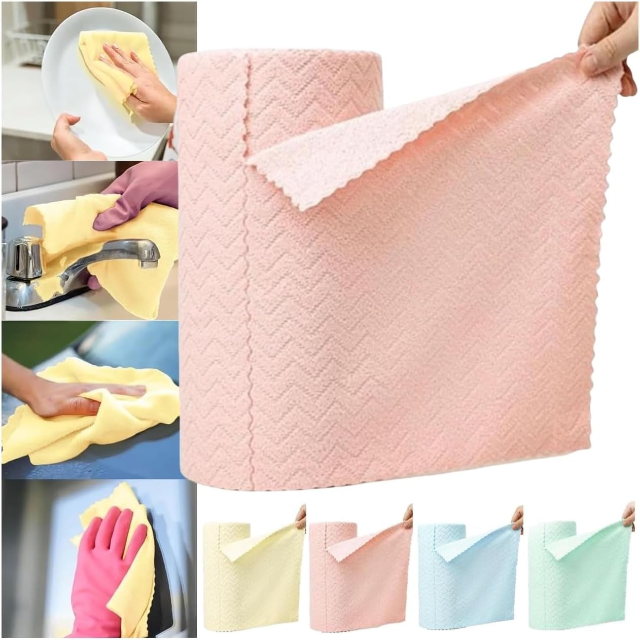 XINDELL Microfiber Towels Roll – 75 Sheets, 12x12 Inch, Lint-Free, Reusable Cleaning Cloths For Cars, Kitchen, Glass