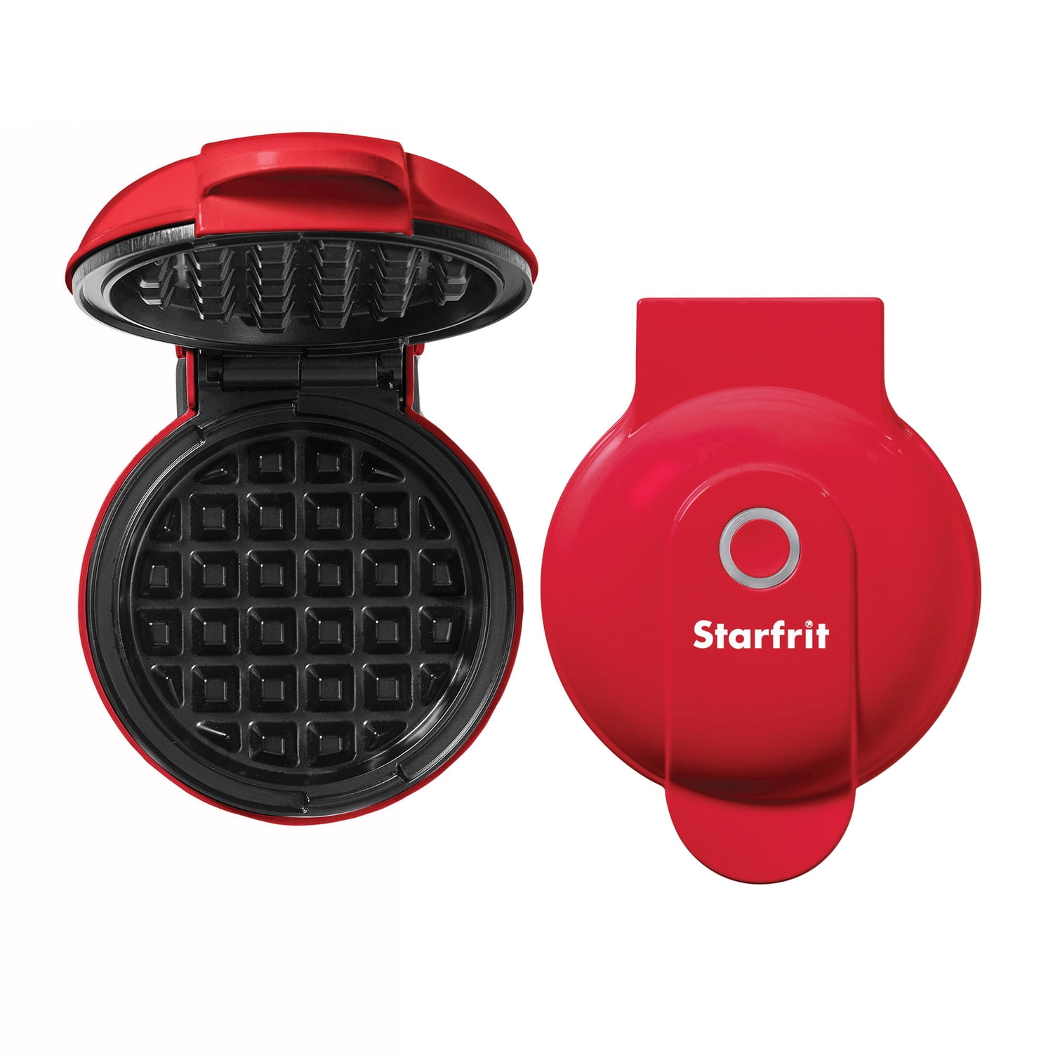 Starfrit 024725-006-0000 4-In. Electric Mini Waffle Maker, Red