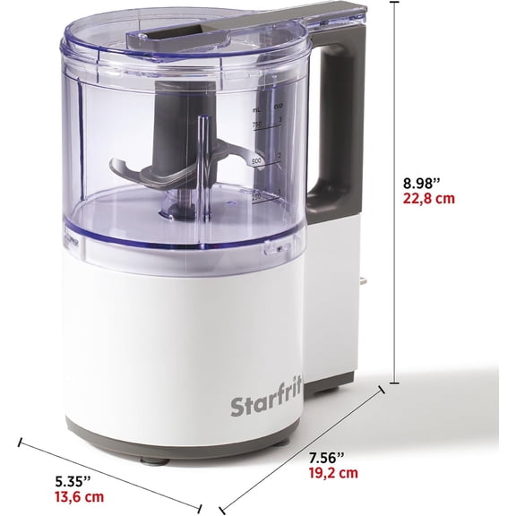 Starfrit Electric Oscillating Food Processor - 4 Cups - Measuring Spoon - High, Low & Pulse Modes - 300W