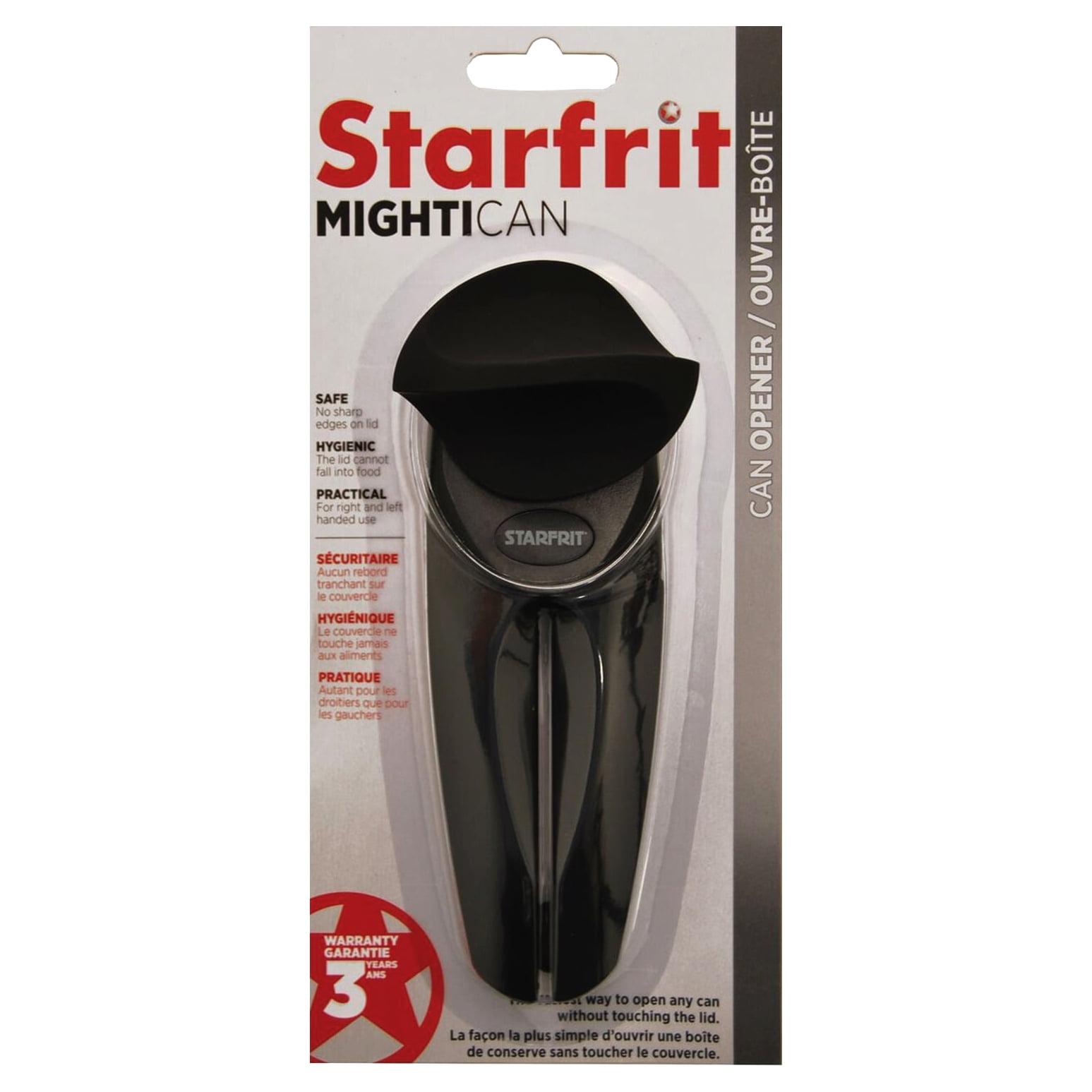 Starfrit Black High Carbon Stainless Steel Soft Grip Can Opener