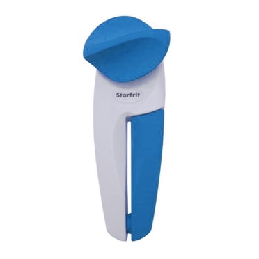 Starfrit MightiCan Can Opener - Safe - Holds Lid And Leaves No Sharp Edges On Lid - 3 Year Warranty - Comfort Grip - Heavy Duty Non-Slip Knob - Blue