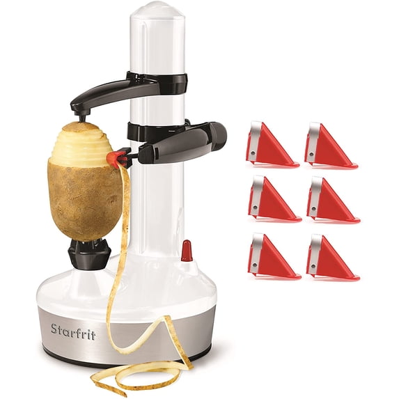 Starfrit Rotato Express 2.0 + 6 Replacement Blades | Updated Model - Electric Peeler (White)