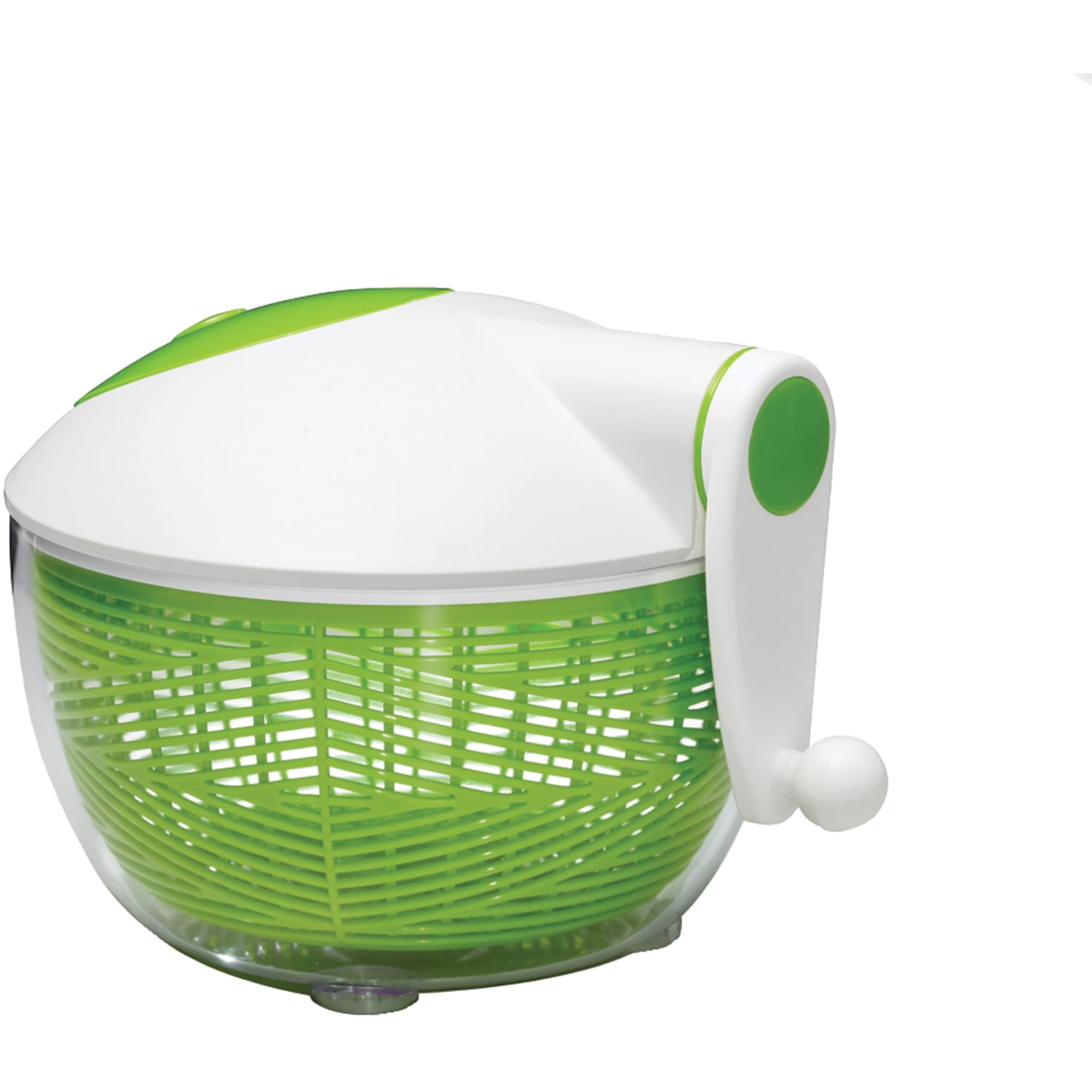Large Green and White Plastic Vegetable Spinner with Ergonomic Handle