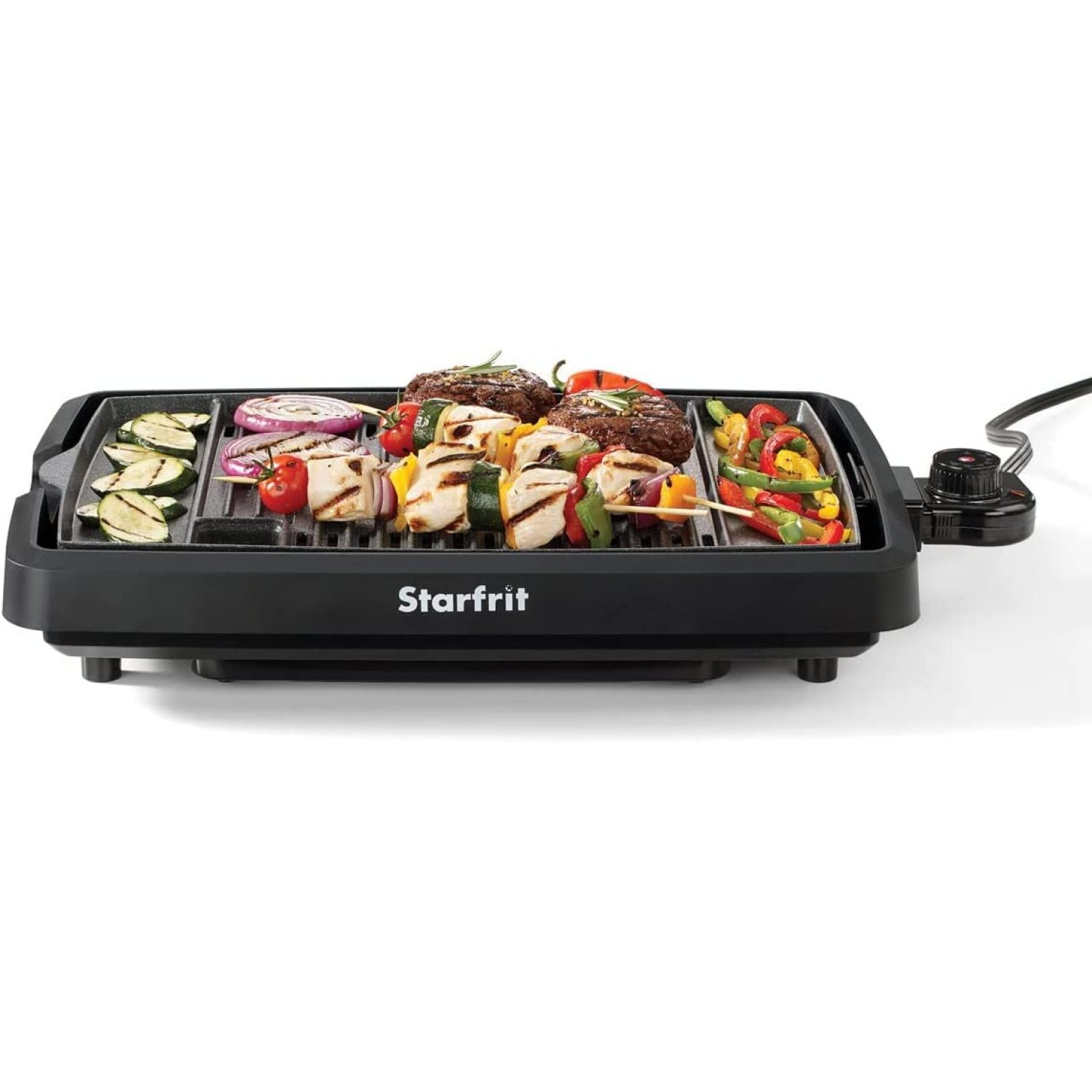 Starfrit The Rock Electric Indoor Smokeless BBQ Grill, Black