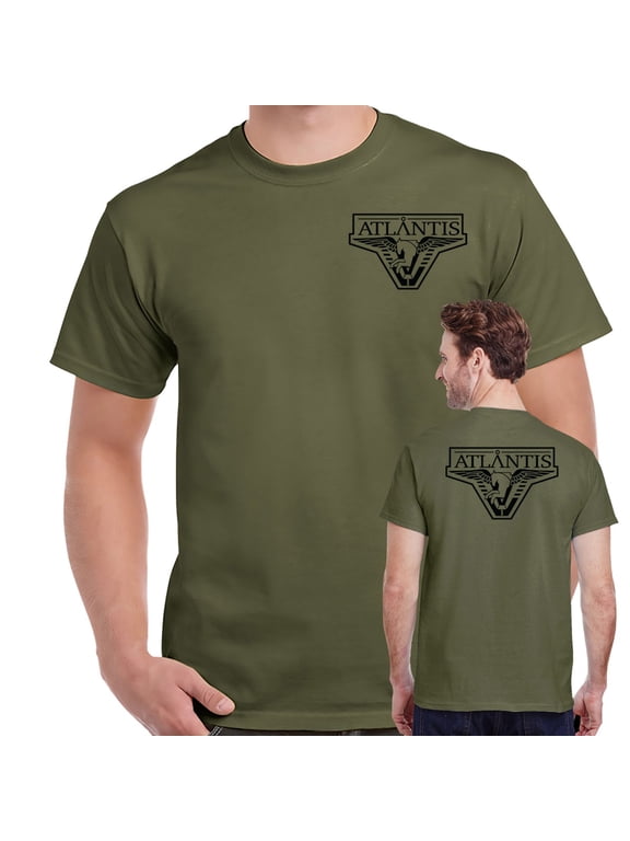 Stargate Atlantis Pegasus Logo Double Sided Military Green Adult Shirt-Medium