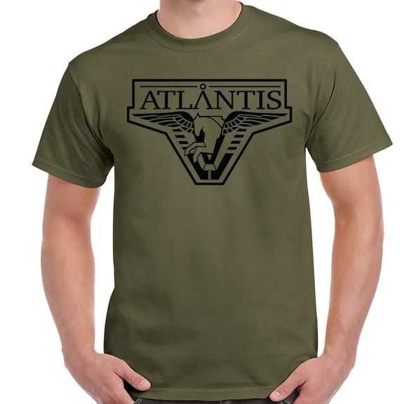 Stargate Atlantis Pegasus Logo Military Green Adult Shirt-XXXL