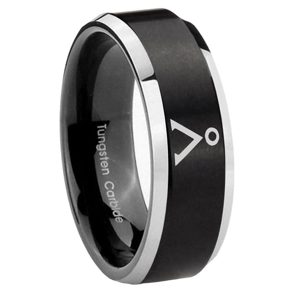 Stargate Beveled Edge Brush Black 2 Tone Tungsten Men's Ring 10MM