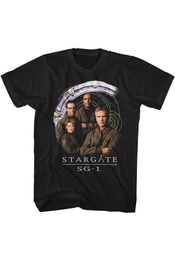 Stargate Cast And Gate Black Adult T-Shirt S