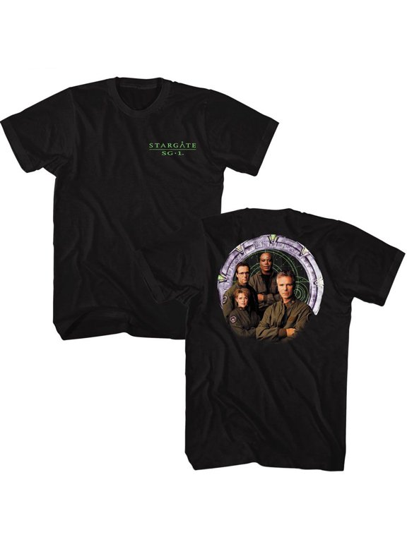 Stargate Cast And Gate Front And Back Black Adult T-Shirt