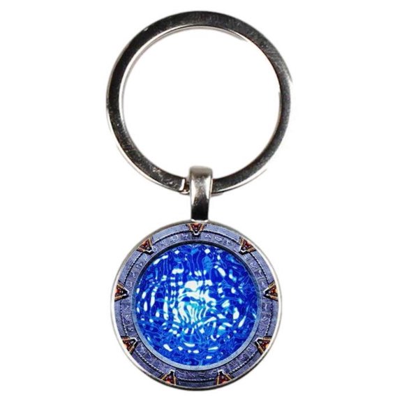 Stargate Portal Glass Domed Metal Keychain Keyring