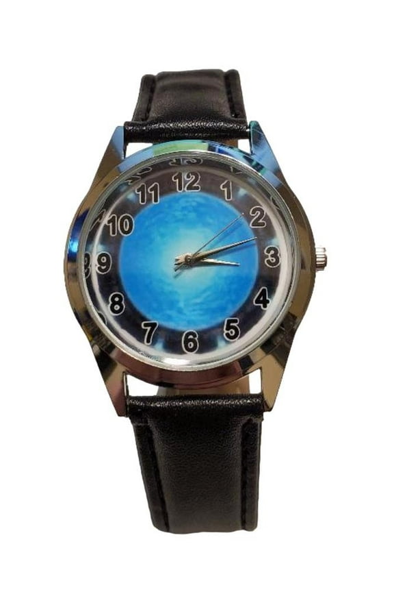 Stargate Portal Quartz Black Leather Band Wrist Watch
