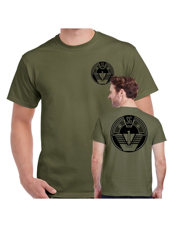 Stargate SG-1 Logo Double Sided Military Green Adult Shirt-X-Large