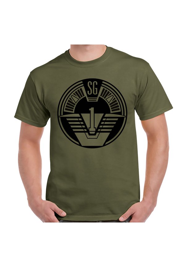 Stargate SG-1 Logo Military Green Adult Shirt-Small
