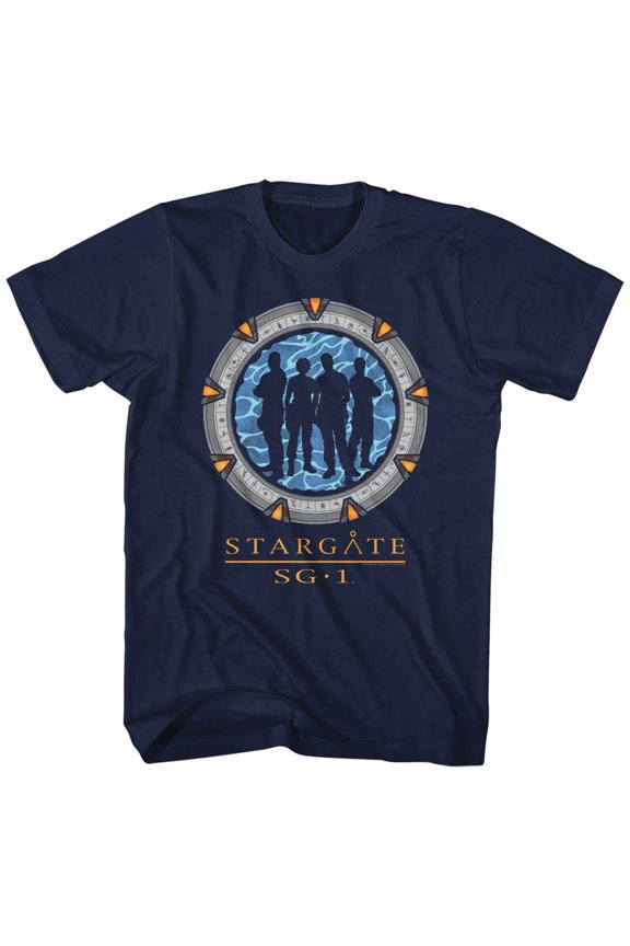Stargate Silhouette Gate Navy Adult T-Shirt 2Xlt