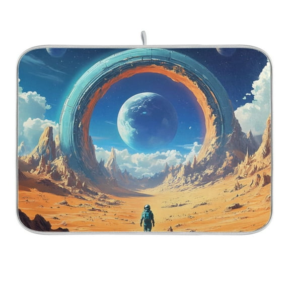 Stargate in Desert Dish Drying Mat 16x18 Absorbent Microfiber Draining Rack Pad for Kitchen Counter Sink