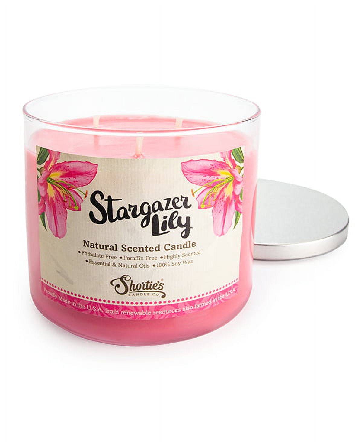 Stargazer Lily Scented 3 Wick Candle All Natural Made with 100