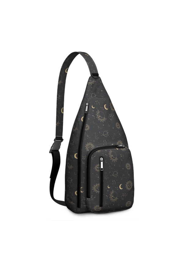 Stargazer Sling Backpack - Cosmic Gothic Design Crossbody Bag, RFID Protection for Secure Travel