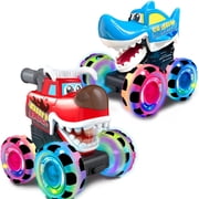 Stargo 2 Pack Monster Truck Toys [Shark & Bull] - Light Up Chomping Pull Back Trucks | Birthday Gifts For Toddlers, Boys Toys, Monster Truck Children s Toys For Kids, Boys Ages 3, 4, 3-5 4-6 5-7 4-8