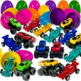 thumbnail image 1 of Stargo 24 Pk 3.2" Large Colorful Prefilled Easter Eggs with toys - Racing Cars mini Vehicles pull-back cars, Bright Plastic Easter Eggs Filled Basket Fillers Egg Hunts Party Favors, Boys Goodie Bags, 1 of 6